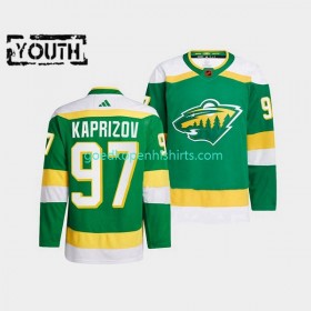 Minnesota Wild Kirill Kaprizov 97 Adidas 2022-2023 Reverse Retro Groente Authentic Shirt - Kinderen